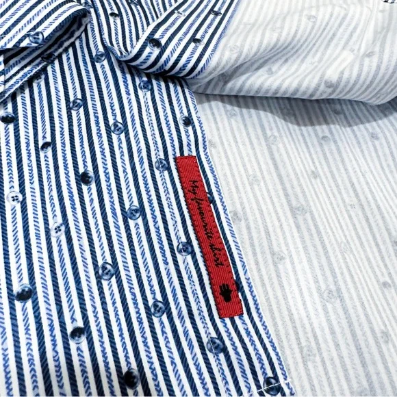 NWT VISCONTI BLACK Men's Patterned Striped Shirt Size Medium​ - Picture 7 of 13